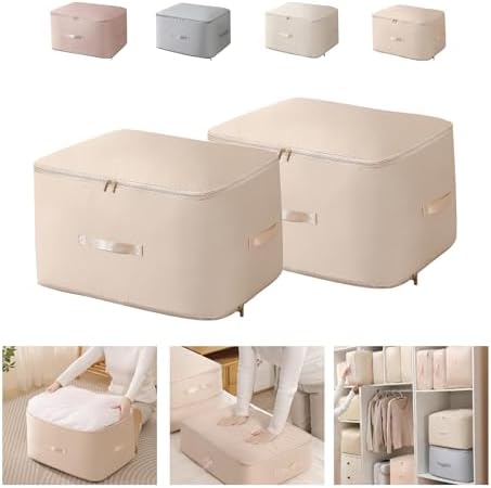 Ultra Space Saving Self Compression Organizer,Packing Cubes,Waterproof And Moisture-Proof,High Capacity,For Blankets Clothes Duvet Comforter(Apricot 21.2 * 16.2 * 23.6 In-2pcs)