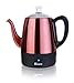 Euro Cuisine PER04 Electric Percolator Coffee Pot - 4 Cup Stainless Steel Coffee Pot Maker for Rich Brews, Coffee Percolator with Copper Finish (4 Cup)