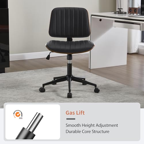 Image of Armless Rolling Office Desk Chair, Adjustable Height Computer Chair, Black