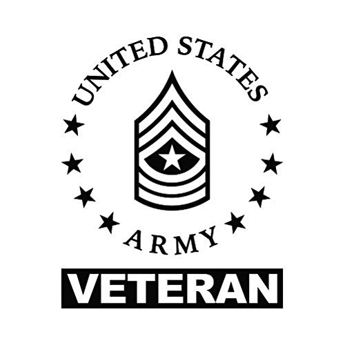 E-9 Sergeant Major Veteran US Army Rank Sticker - Decal - Die Cut - SGM OR-9 E9 - Matte Black 5.50" x 6.76" with Custom Text