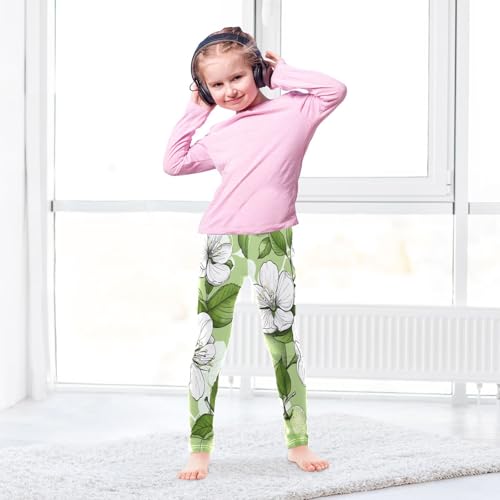 Toddler Girls Leggings Printed Yoga Pants Leggings White Apple Flowers for Kids4