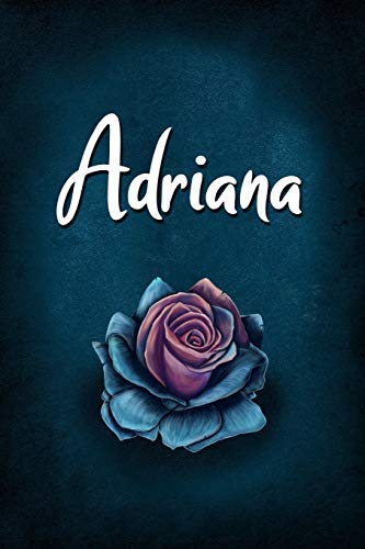 Adriana: Personalized Name Journal, Lined Notebook with Beautiful Rose Illustration on Blue Cover - Medford, Maisy