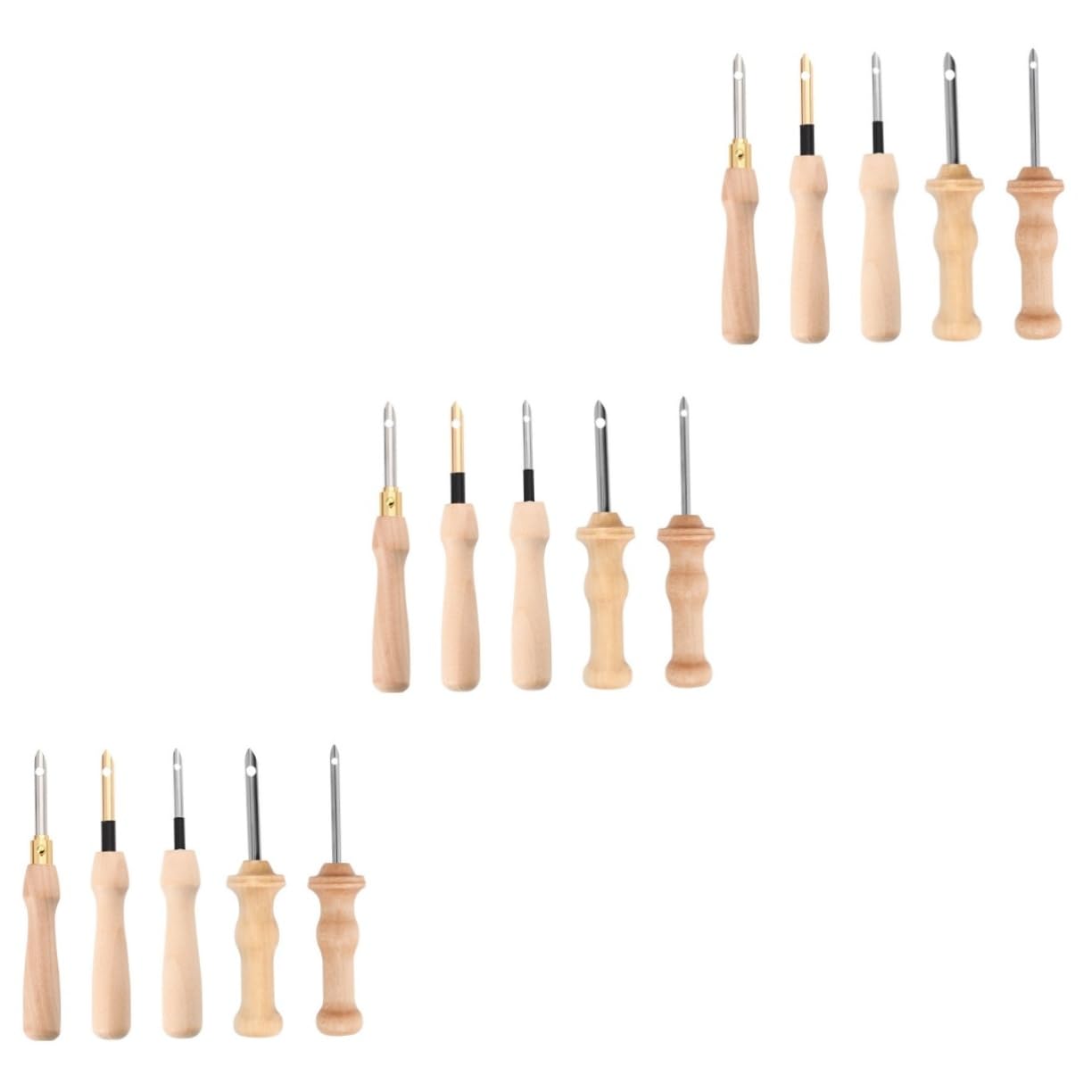 SEWACC 15 Pièces Épinglette à broderie aiguille à perforer bricolage outil d'aiguille de poinçon outils de couture bricolage Aiguilles à coudre kits de broderie à l'aiguille perforée Bois