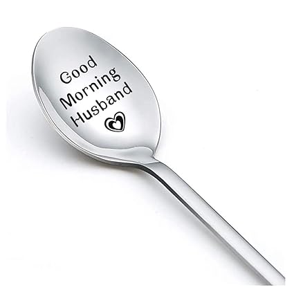 Christmas Gift from Wife Husband Spoon Valentines Gifts for Husband Birthday Gifts for Hubby Fiance Good Morning Husband Coffee Spoons Coffee Lover Gifts for Men Tea Spoon