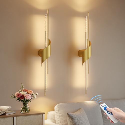camuucci Battery Operated Wall Sconces Set of 2, Modern Wireless Lights