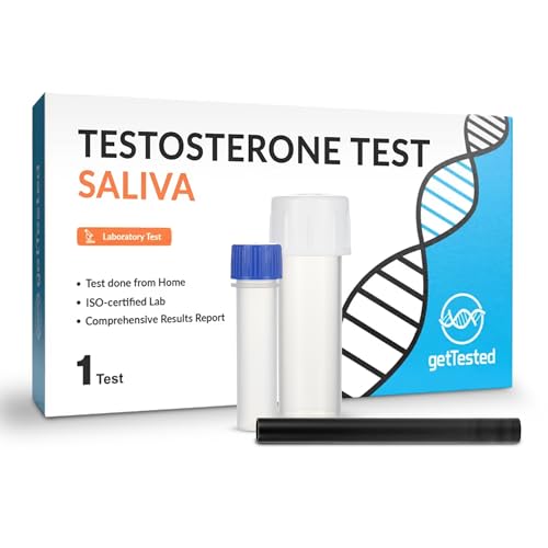 GetTested Testosterone Test Kit for Men and Women Lab Test Easy Home Collection Mail-In Saliva Kit for Digital Results Approx 7-14 Days
