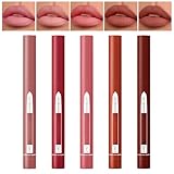 QiBest 2 in 1 Lipstick Crayon with Built-in Sharpener, Precision Tip Matte Lip Liner Pen, Long-lasting Smudge-proof Lip Crayon Makeup Kit, Creamy Nude Rosy Tinted Balm Velvet Lip Stick Set