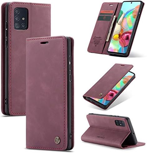 UEEBAI Wallet Case for Samsung Galaxy A71, Premium PU Leather Case Vintage Matte Wallet Flip Cover [Card Slots] [Magnetic Closure] Stand Function Folio Shockproof Full Protection - Black