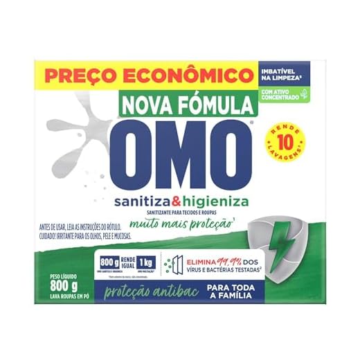 Sabão em Pó Omo 800G Lavagem Perfeita Sanitizante, Omo