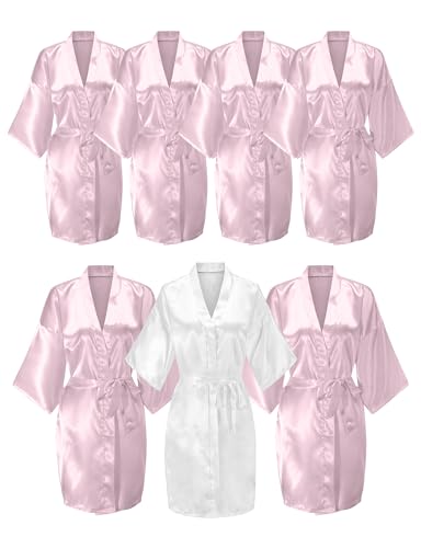 Image of EPLAZA 7Pcs Bride Bridesmaid Robe Set women satin robe Wedding Bridal Party