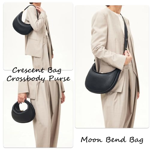 Crescent Bags for Women PU Leather Designer Half Moon Bag with Hasp Closure Trendy Purses for Women 2025 Crescent Bag2