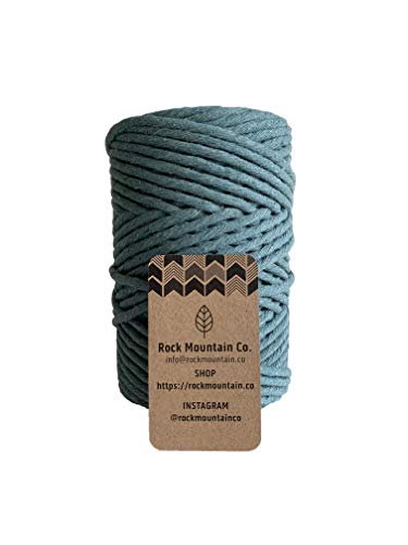 6mm Single Strand Macrame Cord/Recycled 100% Cotton Fiber Art Rope - Teal
