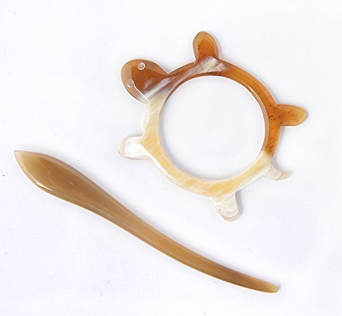 Marycrafts Light Shade Buffalo Horn Turtle Tortoise Shawl Pin, Hair Pin Accessory Handmade