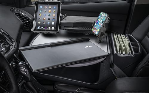 Image of AutoExec AE-RMCD-PM-TAB-PS-GT Roadmaster Car Desk for Your Vehicle Workstation and Mobile Office, with Phone Mount, Tablet Mount and Printer Stand | Vehicle Workstation, Mobile Office, Phone Mount, Tablet Mount, Printer Stand