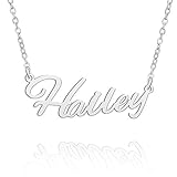 BUREI Namenskette Personalisiert Silber Damen Halskette mit Namen Rosegold/Gold Vergoldet Kette Hailey Geschenk für Freuen, Herren, Freundin, Mutter, Schwester