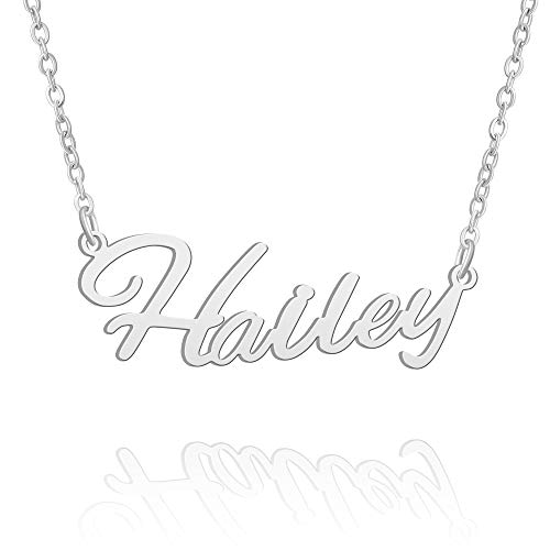 BUREI Namenskette Personalisiert Silber Damen Halskette mit Namen Rosegold/Gold Vergoldet Kette Hailey Geschenk für Freuen, Herren, Freundin, Mutter, Schwester Cover