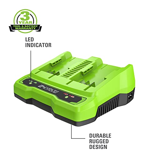 Greenworks 24V 4.0Ah USB Battery (2-Pack) Starter Kit + Dual Port Rapid Charger (Genuine Greenworks Parts) by Greenworks - Image 2