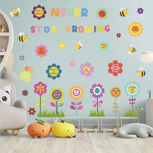 Vinyle mural Never Stop Growing autocollants repositionnables et lavables