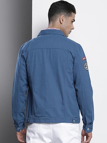 Image of The Indian Garage Co Men Slim Fit Badges Trucker Jacket