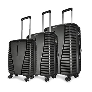 Aristocrat Airpro Set of 3 (Cabin+Medium+Large) Trolley Bags, Jet Black