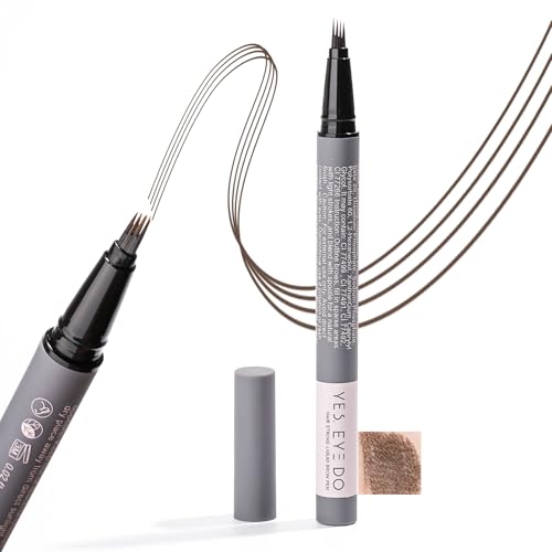 Image of Black Brown Eyebrow Pencil with 4-Prong Micro-Fork Tip, Microblading Dark Brown Eyebrow Pen for Women, Create Natural, Defined Brows, 24H Long Wear YES.EYE DO (Shadow Granite-Black Brown)