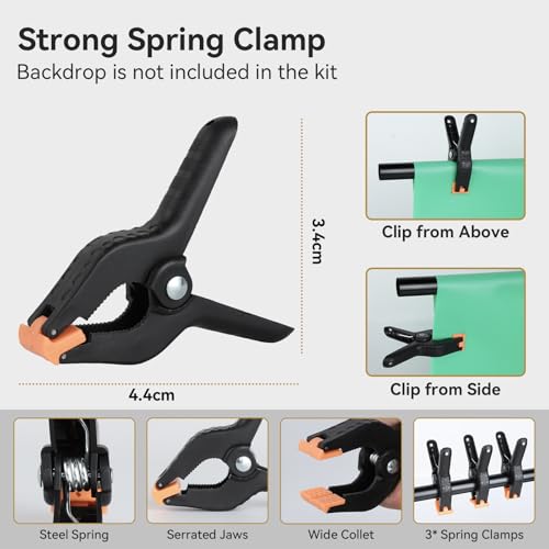 UTEBIT 6.6x5ft T-Shape Backdrop Stand Support Kit, with 3pcs Spring Clamps by UTEBIT - Used condition - Image 5