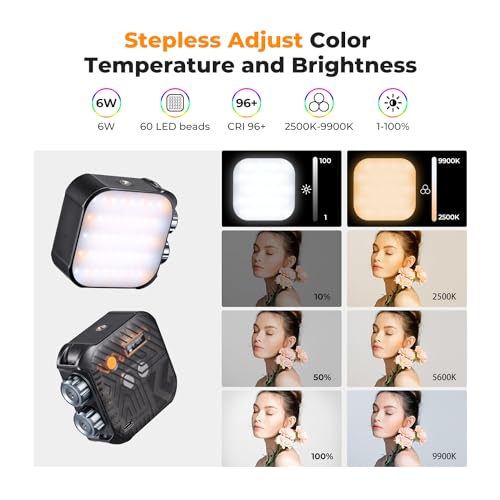 Image of K&F CONCEPT RGB Video Light 21 Light Effects, 2500K-9900K, CRI 96+, Black