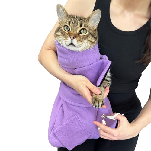 The Original Cat Calming Wrap for Anxiety Relief & Safe Handling Secure Comfort Swaddle-Calm & Cozy Cat Home Wrap- (Lavender Medium)