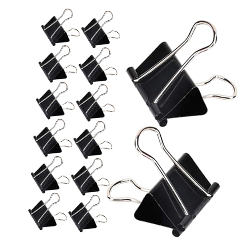 Pinces métalliques robustes de reliure : lot de 60 grandes pinces noires pour documents