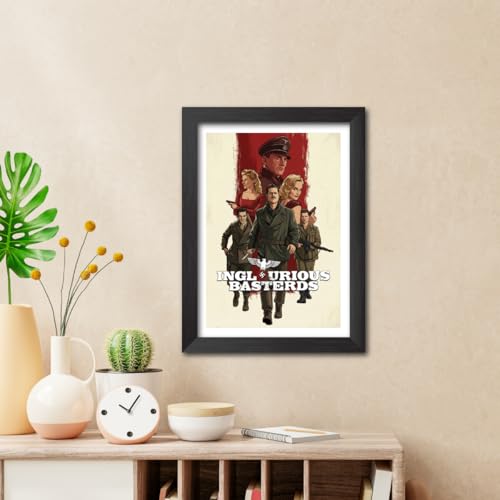 Image of TenorArts Inglourious Basterds Poster Hollywood Movie Posters Vector Art Photo Frame Painting With Dark Wooden Texture (12inches x 9inches)