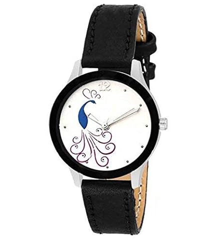 Analogue White Dial with Peacock Design Women's Watch