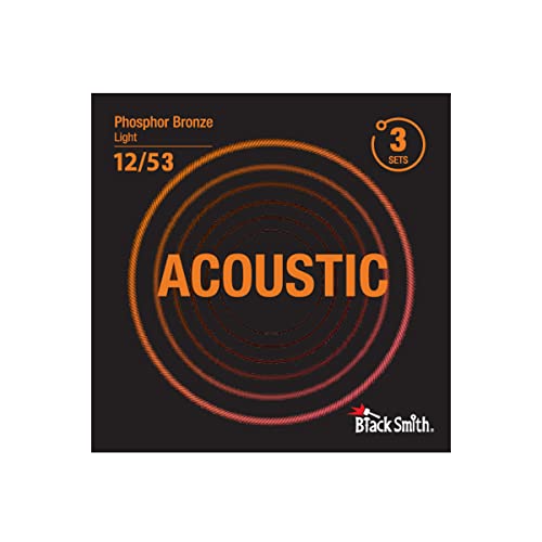 Blacksmith Lot de 3 cordes phosphore bronze pour guitare acoustique 012-053 - Les Beatles, Paul McCartney, John Lennon, RIngo Starr, George Harrison Blacksmith Lot de 3 cordes phosphore bronze pour guitare acoustique 012-053