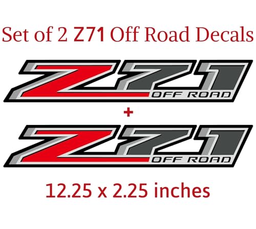 Image of Set of 2 PCS Z71 Off Road Decals Stickers Compatible with Chevy Silverado Sierra Truck Pickup Bedside, Auto Decoration Accessories Emblem (Red and Gray)