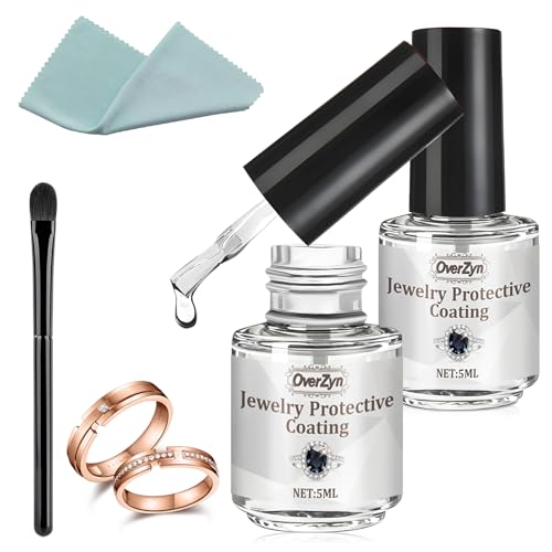 OverZyn Jewelry Protective Coating, Jewelry Shield, Transparent and Quick-Drying, Enhances The Shine of Jewelry and Protects it from Wear and Oxidation, 5ml*2