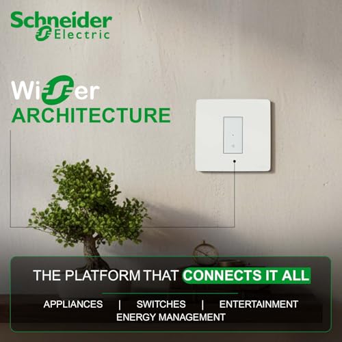 Image of Schneider Electric Wiser 16A Smart Wi-Fi Connected Switch(1M, White), Remote Control via App & Push Button| Glossy Polycarbonate Body| IEC 60669-2-1 Certified | Home Automation & Energy Management