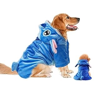 Dog Hoodie, Blue, 2XL (70+ LB), Velvet, Cartoon Costume for Small Medium Large Dogs and Cats, Halloween Christmas Winter