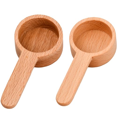 Wisebom 2 Stück Kaffeedosierlöffel Holz, Kaffeelöffel Portionierer Holz Kaffee Messlöffel Buche für Mehl/Teeblatt/Kaffeebohnen/Süßigkeiten/Gewürze -1 Esslöffel, 20ml/8g(Buche)