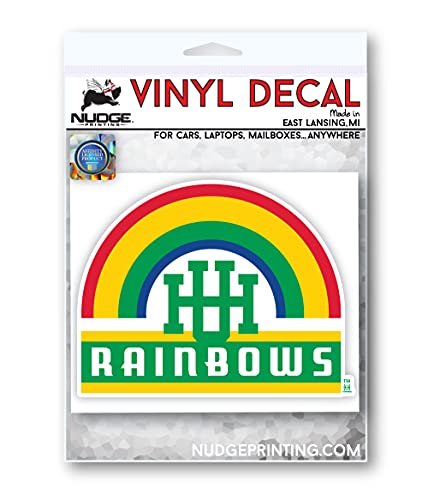Image of University of Hawaii Rainbow Warriors Vintage Rainbow UH Logo Full Color Weatherproof Vinyl Sticker Car Decal from Nudge Printing