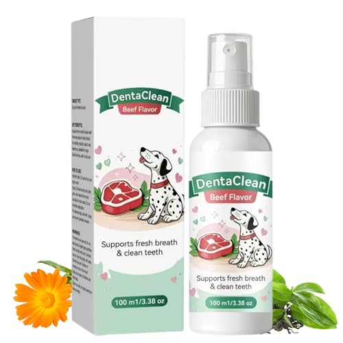 Dentaclean Spray for Dogs and Cats Eliminate Bad Breath Minimize Tartar Buildup Supports Gums Oral Health Dental Spray with Probiotics Calendula Extract Fresh Breath No Brushing(100ml)