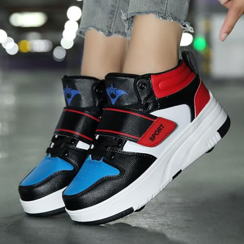 Kids Roller Skates Shoes Sneakers for Boys & Girls, Outdoor Parkour Shoes with 2 Wheels for Boys & Girls - Unisex Skateboarding Shoes Retractable Skating Shoes for Children's Park Sports Walking4