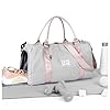 HYC00 Borsone Palestra Donna Uomo Borsa Sportiva con Scomparto Scarpe Borsa da Viaggio Sports Gym Bag Grand Borsa Palestra Donna Borsone Fitness Weekend Duffel Bag Borsa per Ospedale,Grigio Rosa