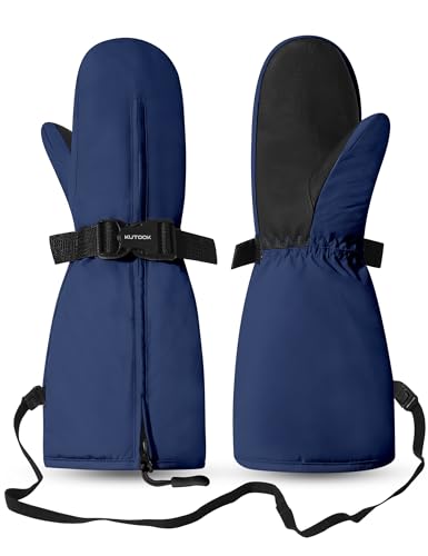 KUTOOK Guantes de esquí Manoplas Snowboard para niños Guantes cálidos de Invierno Forro Polar térmico Antiviento Impermeables Esquí Deportes de Invierno Azul S