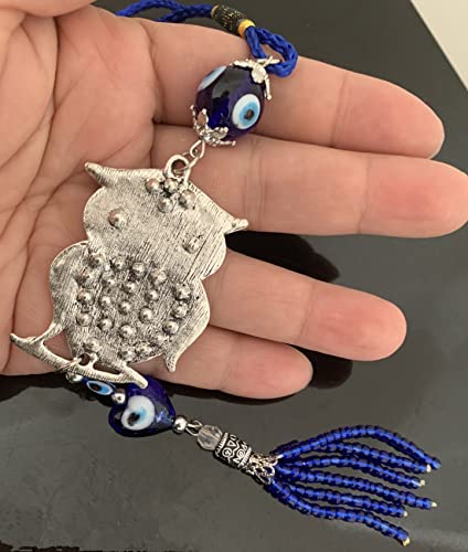 Blue Evil Eye Owl Car Or Wall Decor Charm Hanging For Protection (With A Betterdecor Pouch)-25 #TOP6