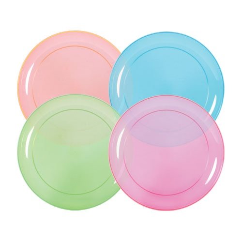 Tiger Chef 80-Piece Neon Assorted Glow Party Supplies Includes Neon Assorted Colors Hard Plastic Plates, Cups And Cutlery In Neon Pink, Blue, Green And Orange (Service For 16) #TOP1