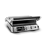 Karaca Compact Steel Sear and Grill Inox 2008, Sandwich Toaster, with Non-Stick Plates, Panini Press Electric Grill, Quick Heating, Height Adjustable Toastie Maker, Digital LED Display