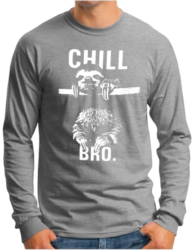 T-shirt manches longues paresseux OM3 ChillL-BRO gris idéal pour vos weekends
