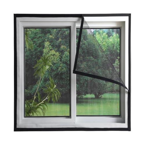 Mosquitera transpirable de gancho y bucle para ventana negra de 130x190cm 2