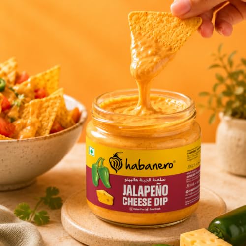 Image of Habanero Jalapeno Cheese Dip 300gm | Use as a Salad Dressing, Dip, Spread on Bread for Cheesy Creamy Sandwich, 100% Vegetarian I Extra Creamy and Delicious I With A Kick of Jalapeno