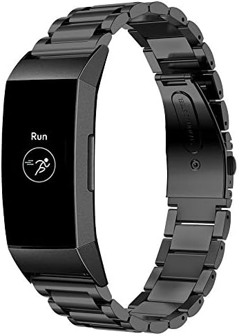Maxjoy Compatible with Fitbit Charge 4 / Charge 3 Bands, Charge 3 SE Metal Band Small Large Stainless Steel Bracelet Strap Replacement for Fitbit Charge 4/ Charge 3/ Charge 3 SE Wristband