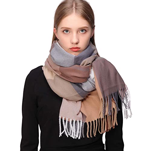 Schals Tücher Damen Winter Kariert Pashmina Schal Herbst Stola Festlich Warm XXL Schal Frauen Kuschelig Bunt